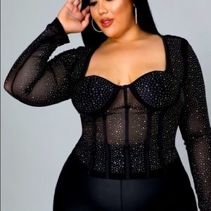 NWT Boutique Rhinestone Embellished Bustier Top